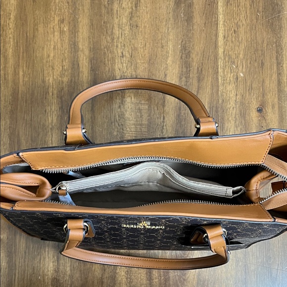 NWT Nanette Lepore Vegan Leather Logo Shoulder Bag Chocolate Vachetta - Picture 9 of 14